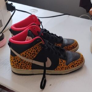 Leopard Print High-Top Sneakers with Pink Interior